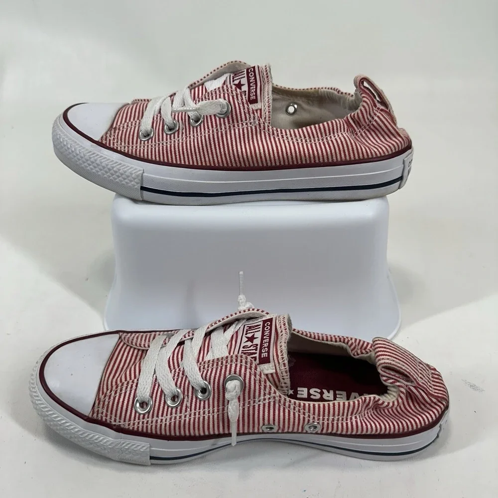 Converse Chuck Taylor All Star Shoreline Slip Red Striped Sneakers Womens Size 7